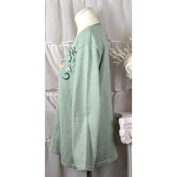 Storybook Knits Vintage Floral Cardigan Sweater Ramie Cotton Size Medium - Picture 4 of 8